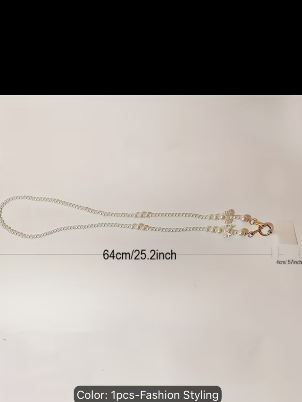 Pearl Accent Silver-Tone phone chain